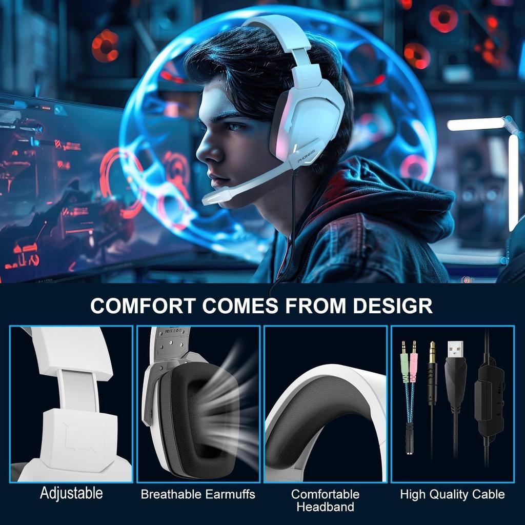 Игровая гарнитура с микрофоном, стереогарнитура для PS4 PS5 ПК Xbox One Nintendo Switch, игровые наушники-вкладыши для ноутбука/планшета
