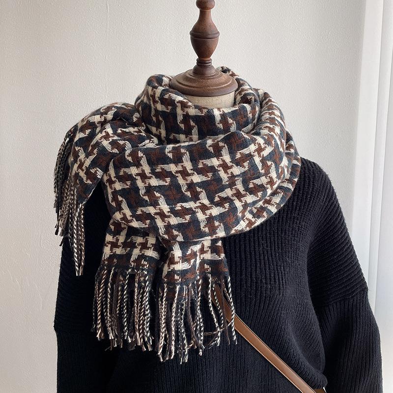 Print Logo Design Fluffy Double Sided Woven Cashmere Scarf Pashmina Shawl