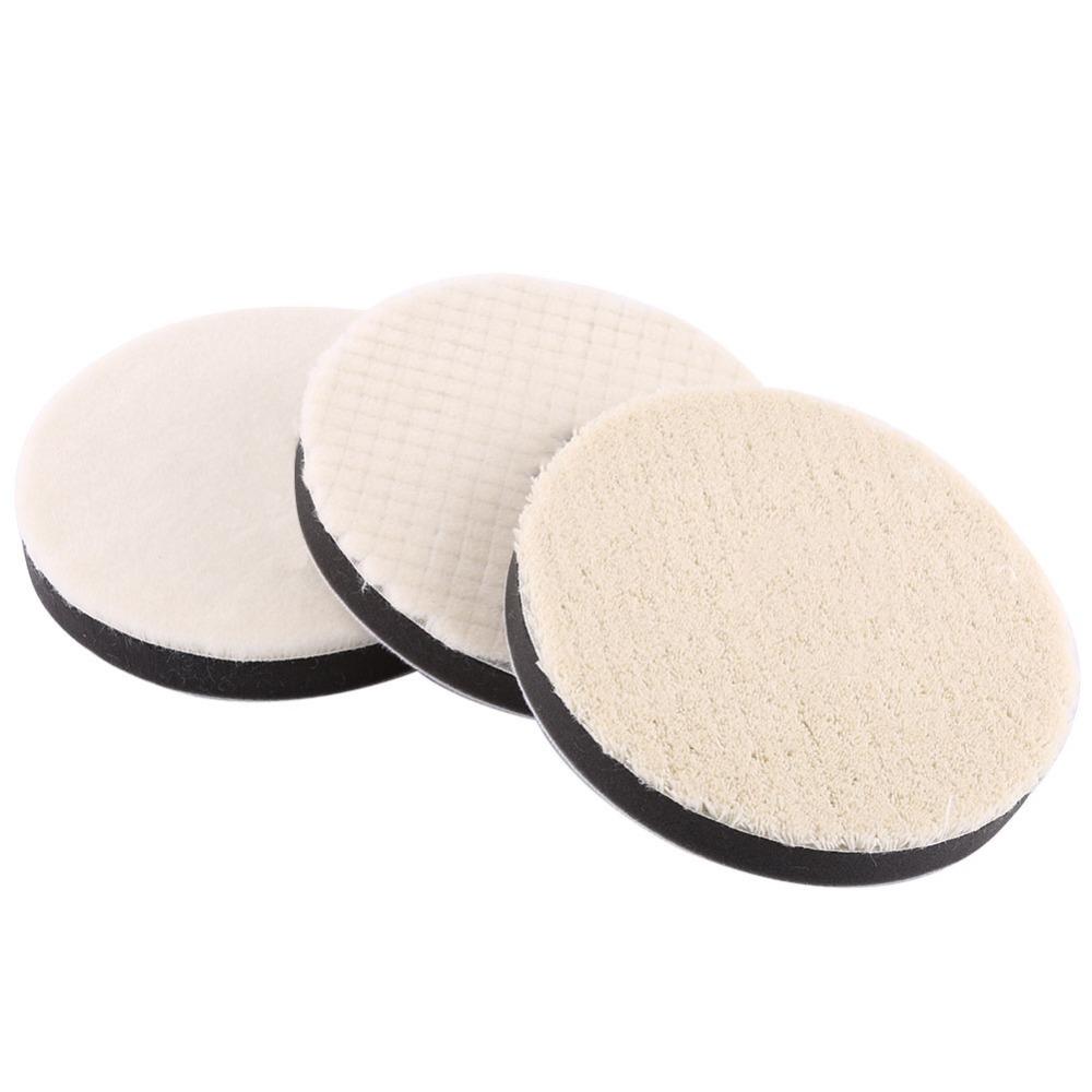3PCS White Waxing Wool Pad 2 Inch/3 Inch/4 Inch Auto Detailing Pad Car Buffing Pad Auto Detailing