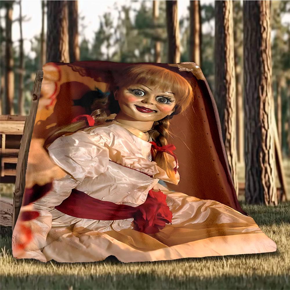 1 шт. кукла Аннабель, Хэллоуинский наружный фланелевый плед, легкий, теплый, уютный, для путешествий, кемпинга, офиса, мягкая полиэстеровая ткань