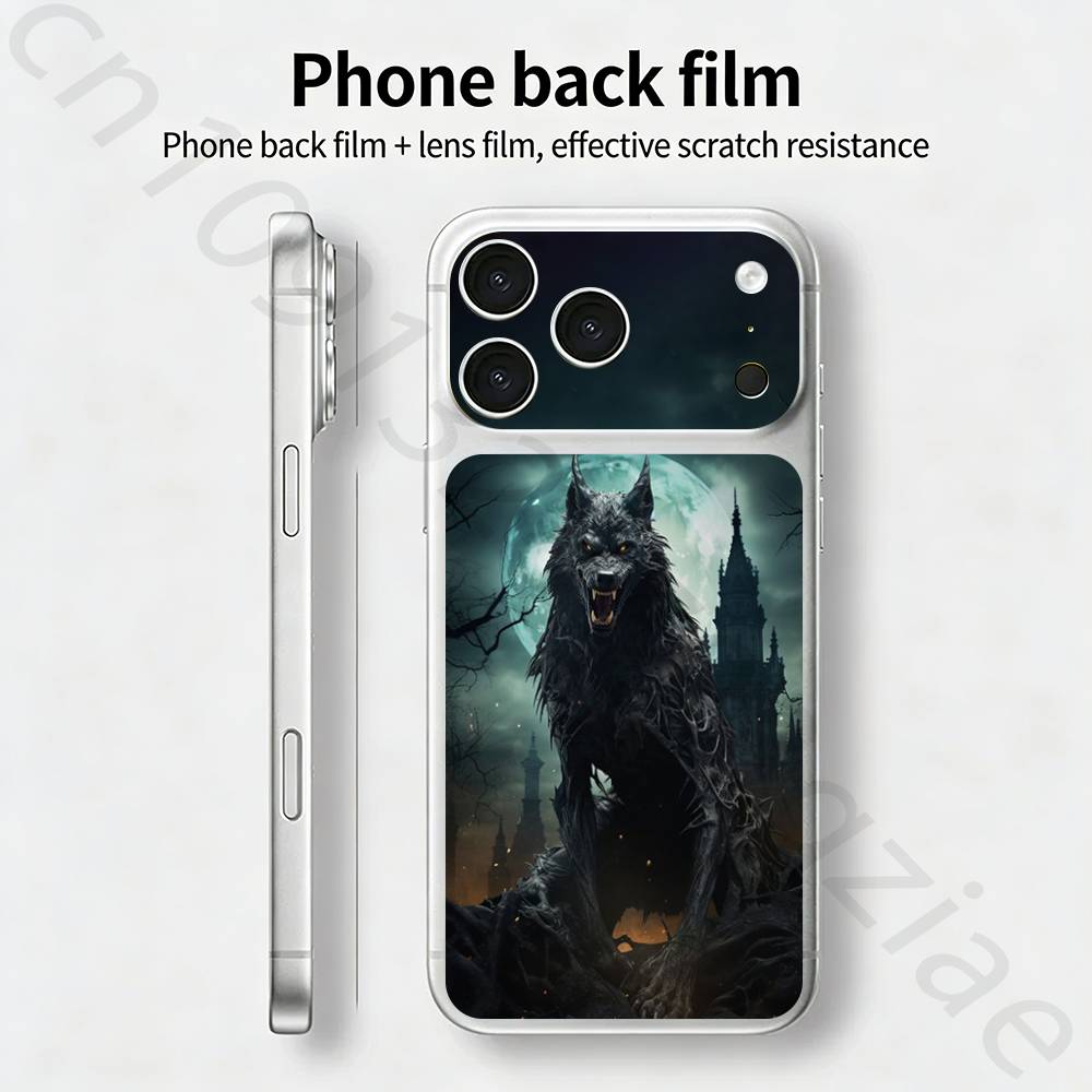 Волк для iPhone 17 pro Max /17 pro Полное покрытие Наклейка Skin Wrap 3D Цветная Задняя Защитная Пленка-Наклейка