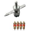 Car Truck Bike 4-Way Tire Valve Repair Tool Tyre Accessory with 4 Valve Cores
