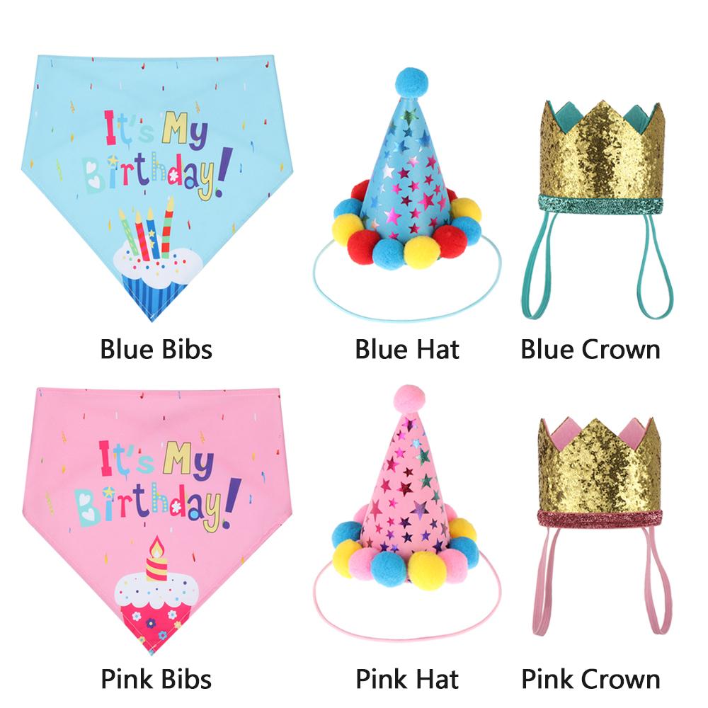 Decor Birthday Costume Cat Dog Pet Birthday Caps/Bibs Headwear Cap Hat Bandana Sequin Design