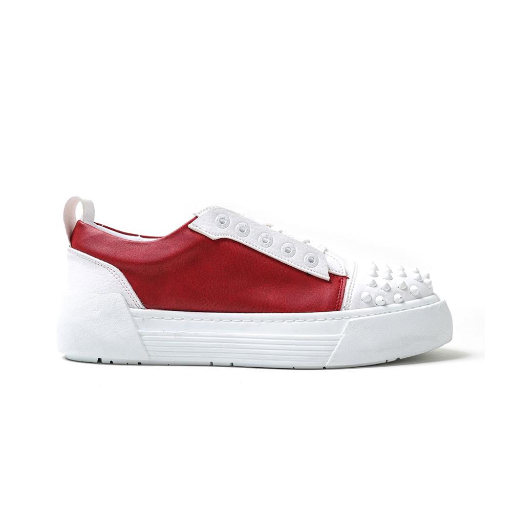 Chekich Мужская обувь Кроссовки красного цвета на шнуровке из искусственной кожи с прошивкой Удобная белая высокая подошва на лето и весну Повседневная спортивная обувь CH169