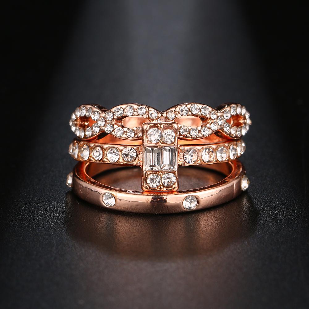 3 Pcs / Set Charm Fashion Ring Ladies Rhinestone Couple Ring Woman Engagement Wedding Jewelry