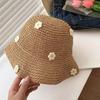 Sweet Foldable Straw Hat Little Flowers Sun Protection Fisherman Cap Uv Protection Breathable Sun Hat Summer