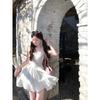 Women's Summer Casual Waist Skirt, New Spring Wear, Small White Suspender Dress