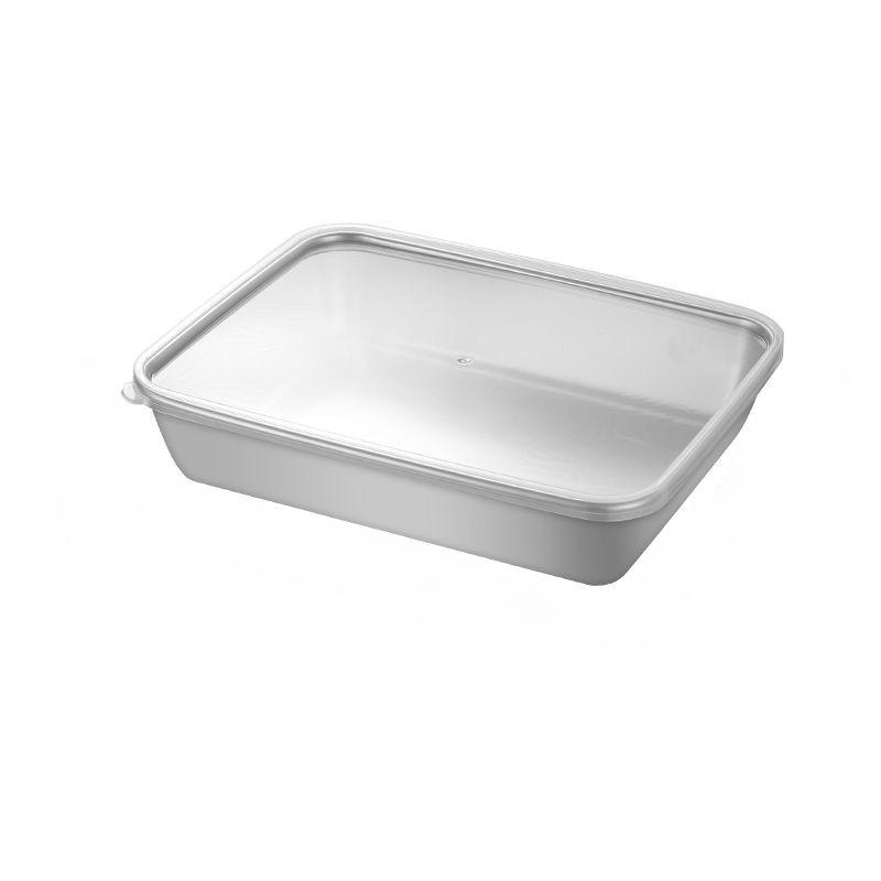 Stainless Steel Square Plate With Lid Rectangular Food Storage Pan Home Kitchen Serving Tray Large Freshing Organizer Food Lunch