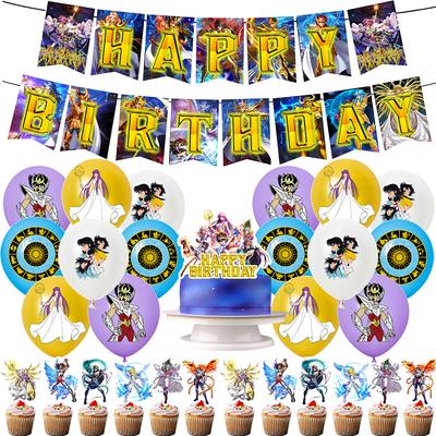 Набор для украшения вечеринки Saint Seiya из 30 предметов: баннер, топперы для торта, воздушные шары