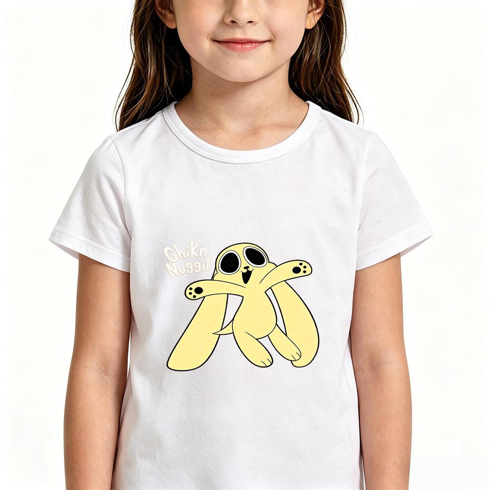 Chikn Nuggit Cartoon Print Children's T-shirt 100%Cotton Tees 2-12Y Boys Girls Cute Short Sleeve Casual Kids Tops Summer Toddler
