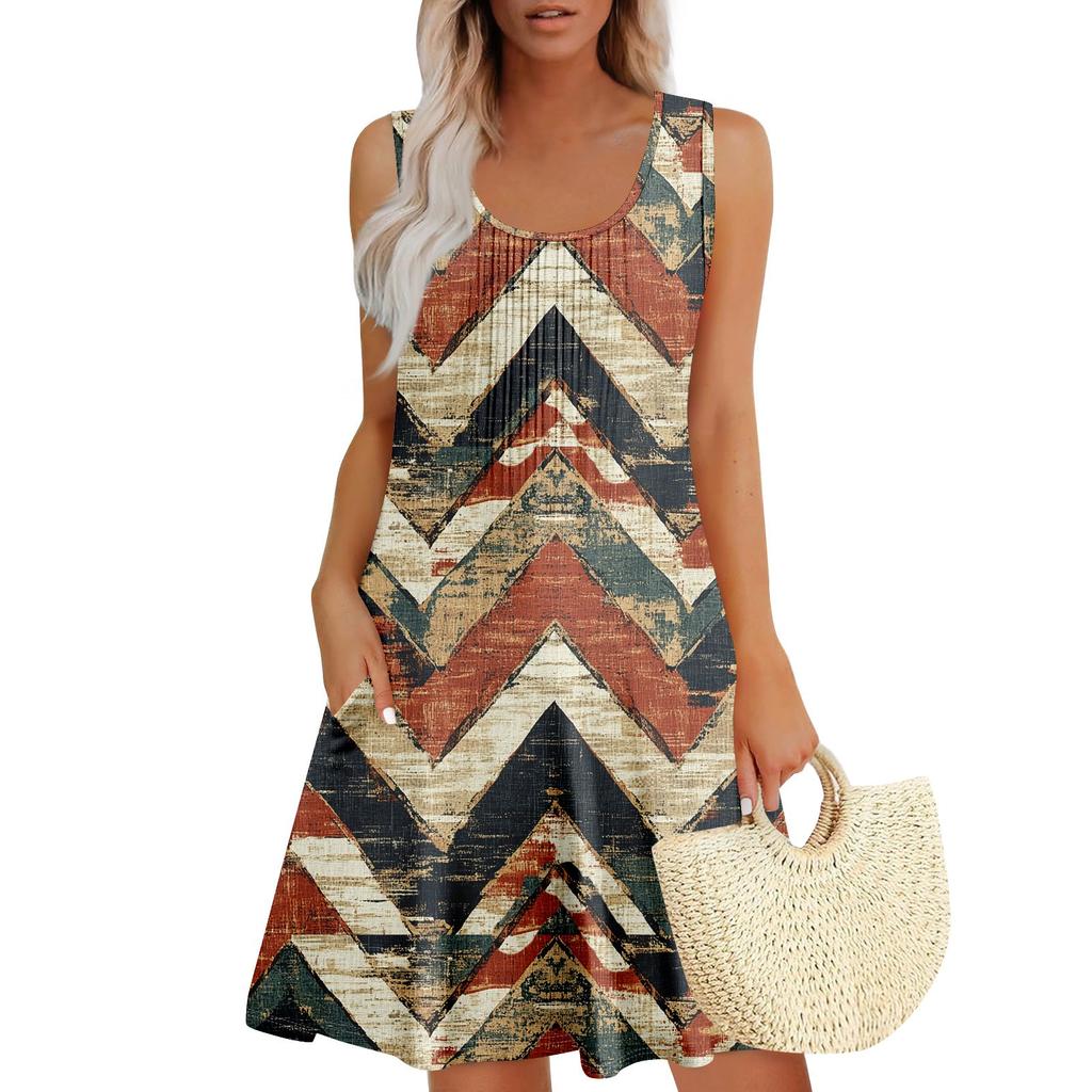 Женский повседневный сарафан с карманами, летнее пляжное платье в стиле бохо, праздничное платье для женщин, платья-майки