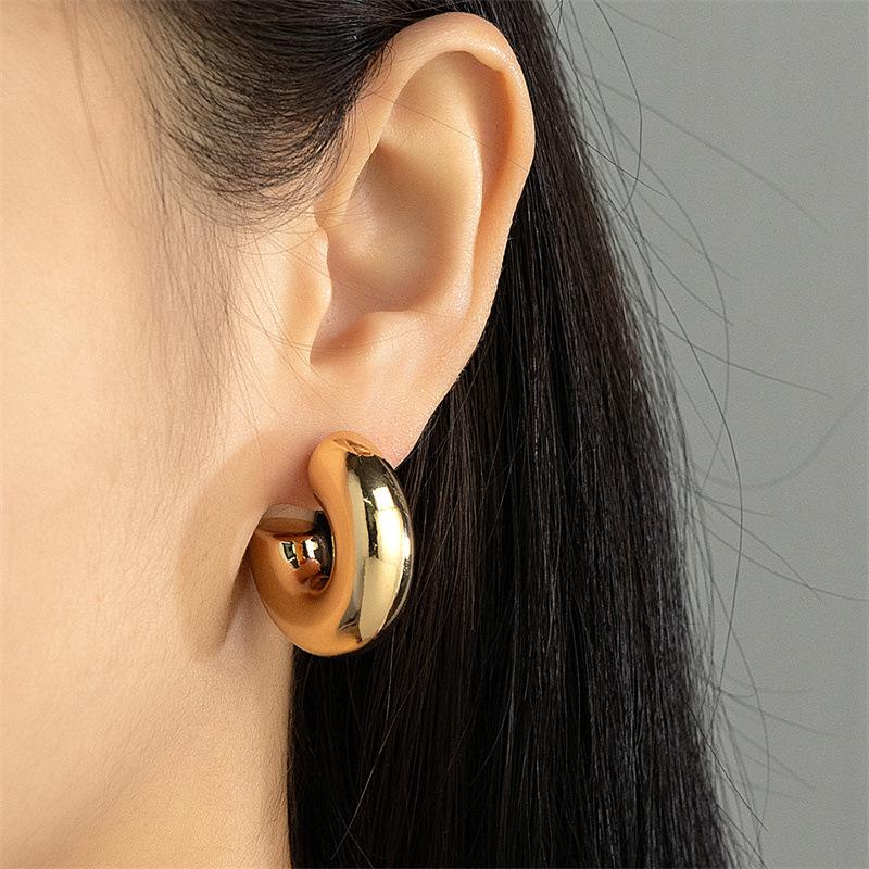 Retro European and American Niche Metal Textured Hoop Earrings for Women