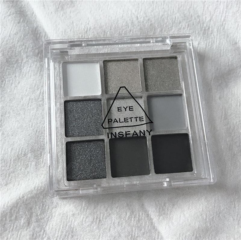 9 Colors Cool Toned Eyeshadow Palette Black Smokey Palette Matte Glitter Eyeshadow Palette Smoky Eye Shadow Eye Pigments Palette