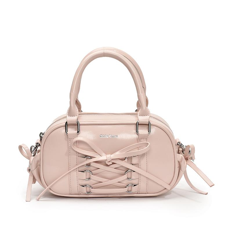 2025 New Simple Ballet Style Lace-up Niche Portable Boston Bag Casual Niche Versatile Foreign Style Messenger Bag