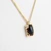 Women's Bold Gold Chain Black Pearl Pendant Necklace