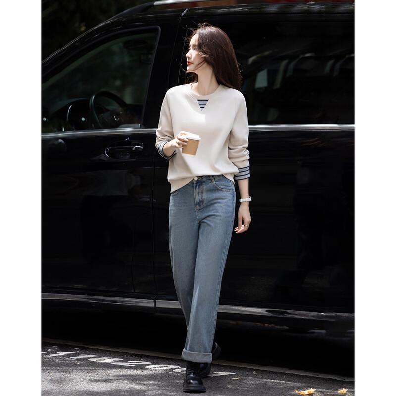 Demana Cloud Cotton Color-Block Cuff Sweatshirt