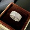 Silver Plated New Fashion Five Row Full Diamond Men's Ring Flash Diamond Party Wedding Jewelry Gift