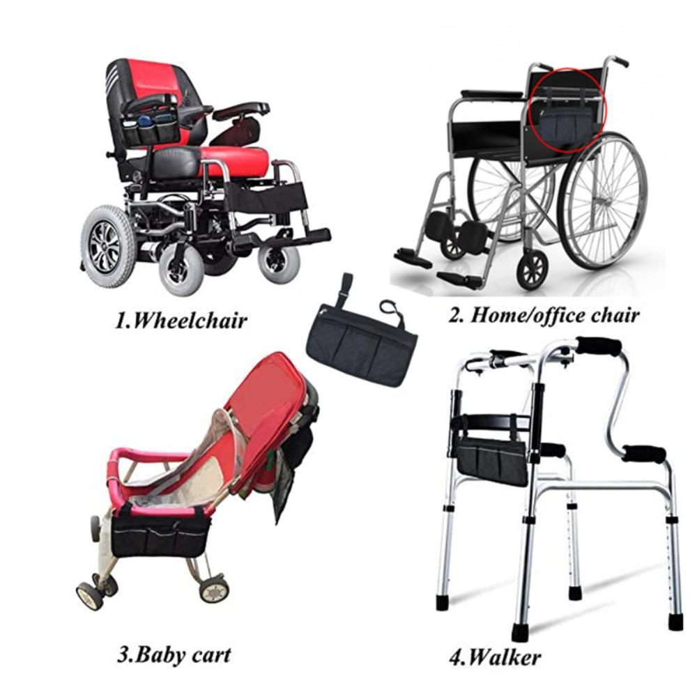 Folding Wheelchair Hanging Bag Multi-pocket Arm Rest Pouch Seat Armrest Side Storage Bag  Walker