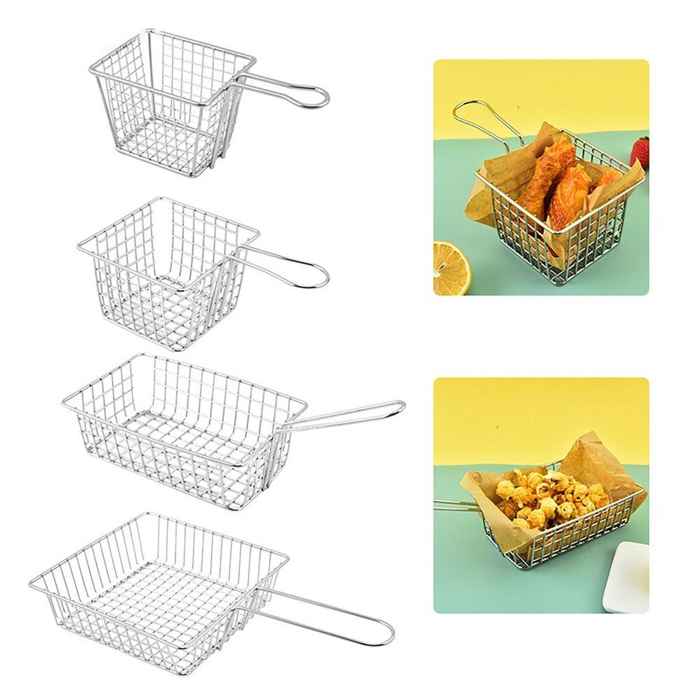Stainless Steel Frying Basket Oil Separated French Fries Holder for Canteen Kitchen