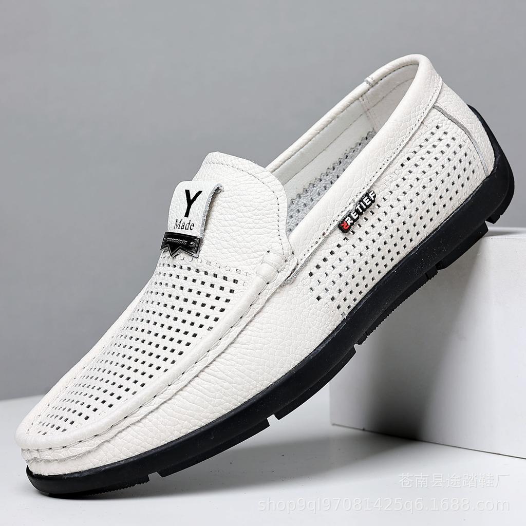 Новые модные деловые туфли из натуральной кожи высокого качества, дышащие туфли на плоской подошве, мужская обувь, удобная кожаная обувь