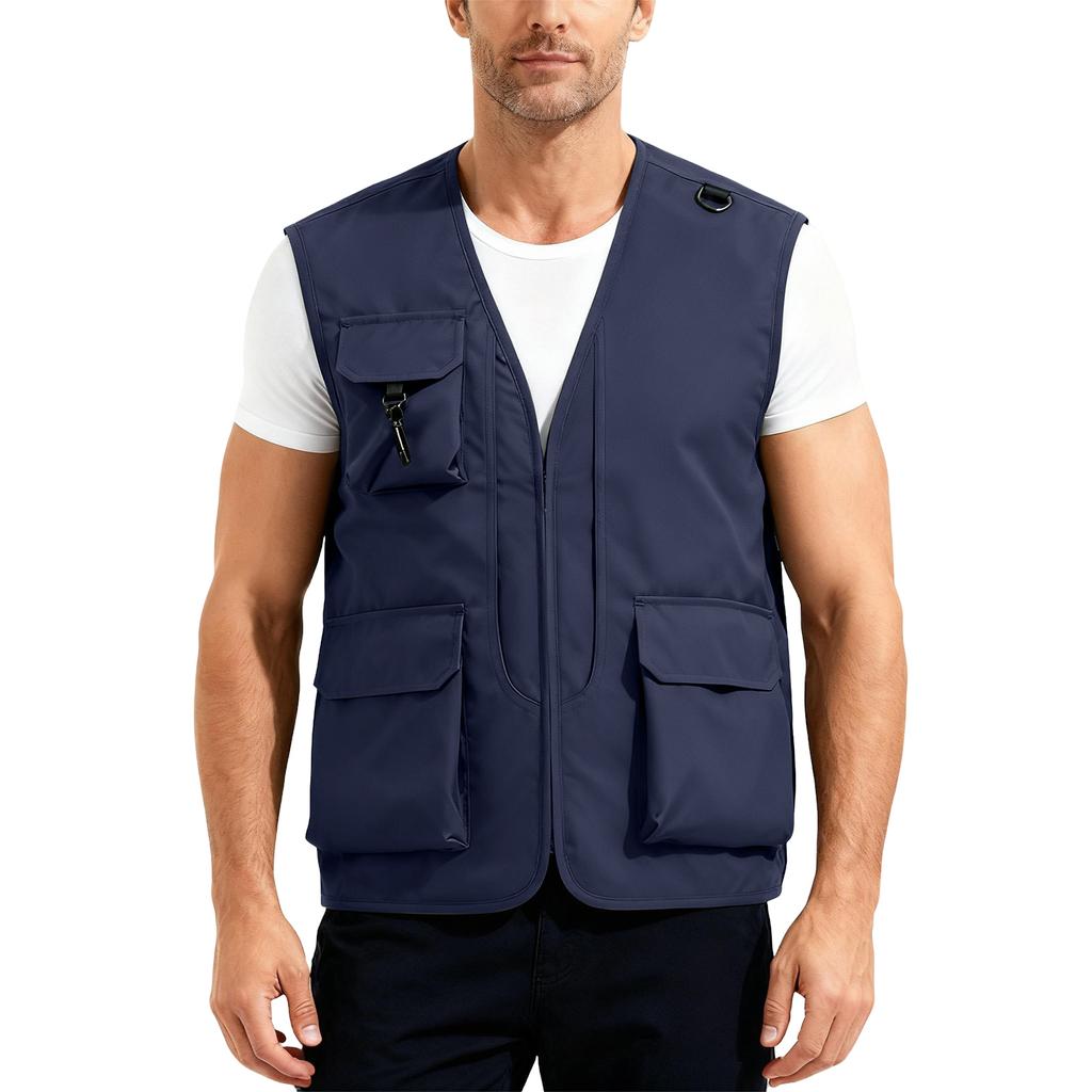 Men’s Outdoor Fishing Vest, Lightweight Sleeveless Utility Cargo Jacket For Hiking Hunting