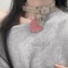 Харajuku Клубничное Кожаное Ожерелье Нишевое Чувство Дизайна Рок Готический Ошейник для Женщин