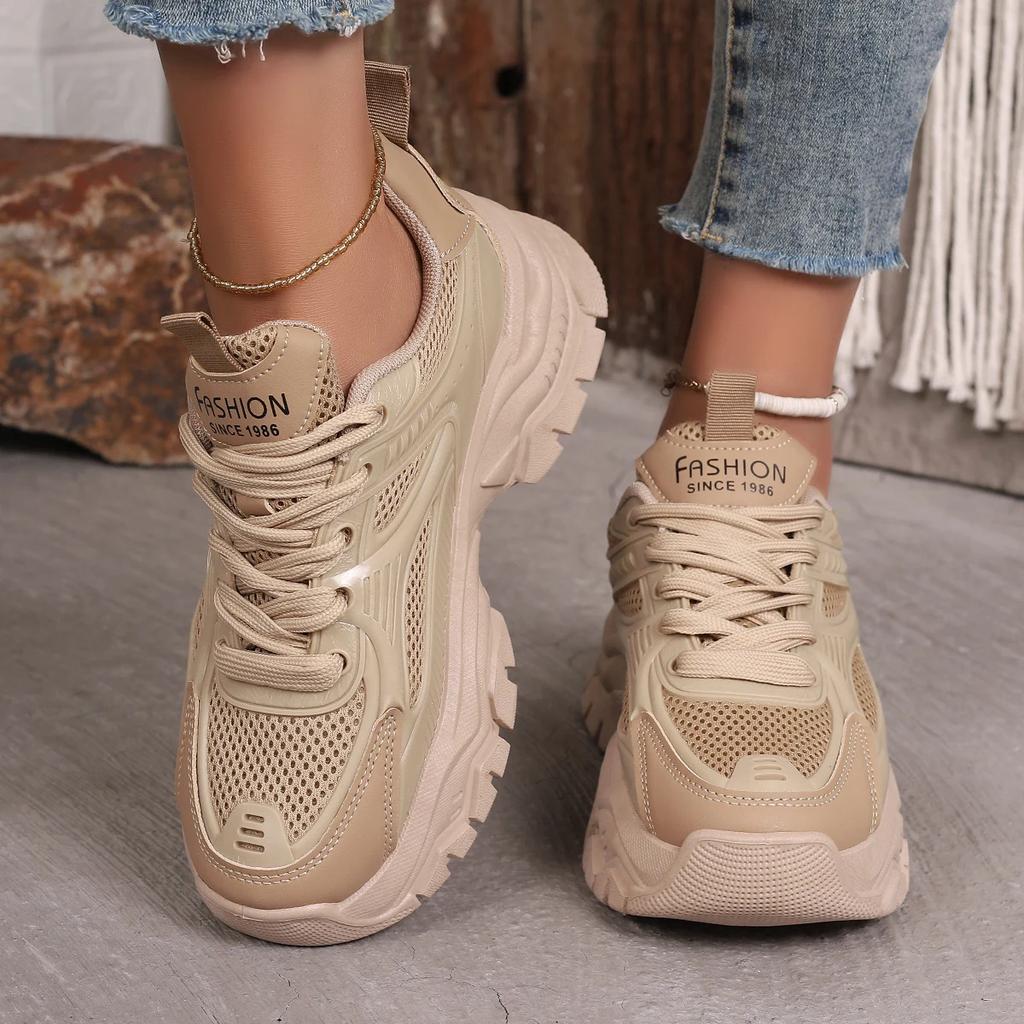 Women Sneakers Candy Colored Student Thick Soles Large Size Sneakers Women Casual Lace Up Platform Shoes Women Zapatos De Mujer