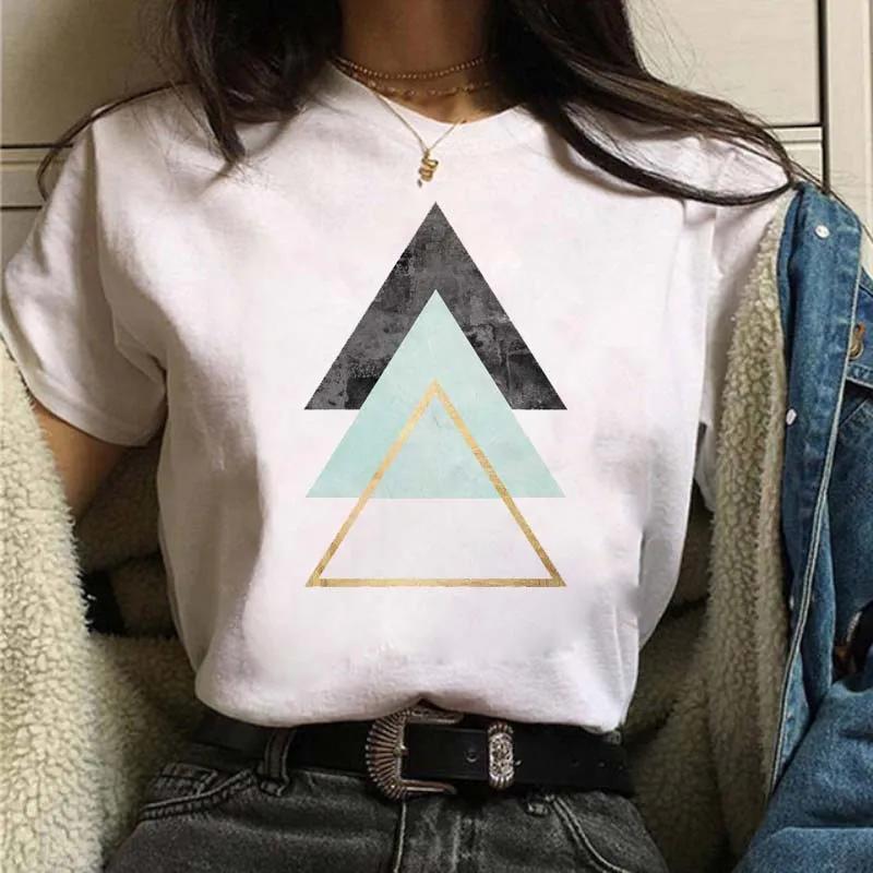 Maycaur 90s Mujaer Clothing Information T-shirt with Geometric Love Print Printed T-shirt for Women's Top