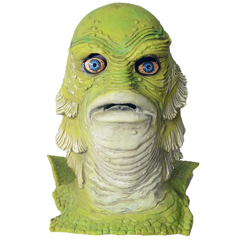 Halloween latex mask Hellboy green fish monster headgear for bar parties and dances COS Role Play