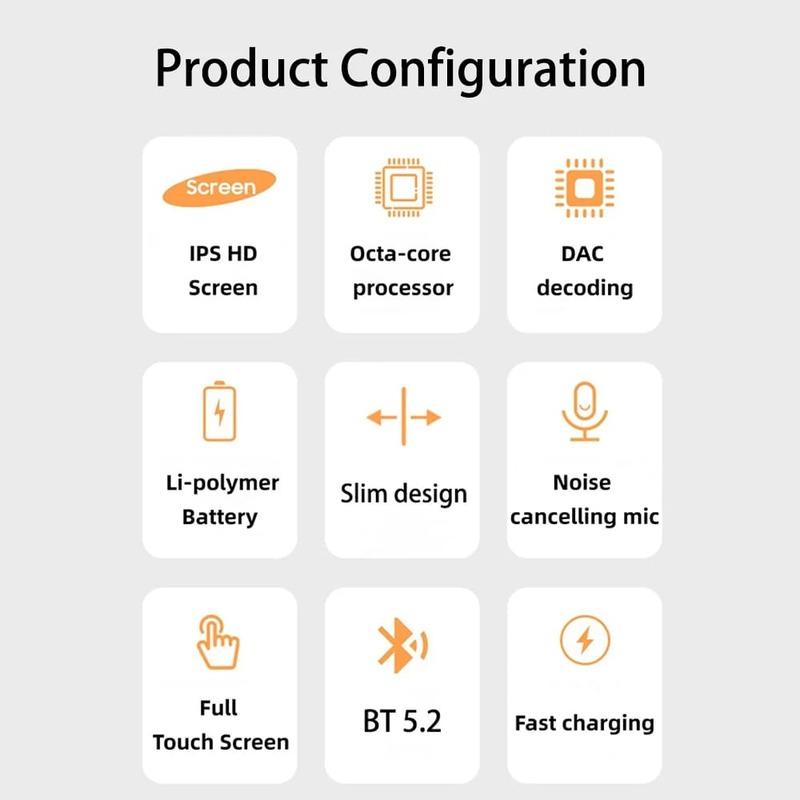 2.4-inch Full-screen Touchscreen MP3 Player, Mini Mp4 Player with Bluetooth, 4-128GB, Hi-fi, HD, Lossless Recording, FM Radio