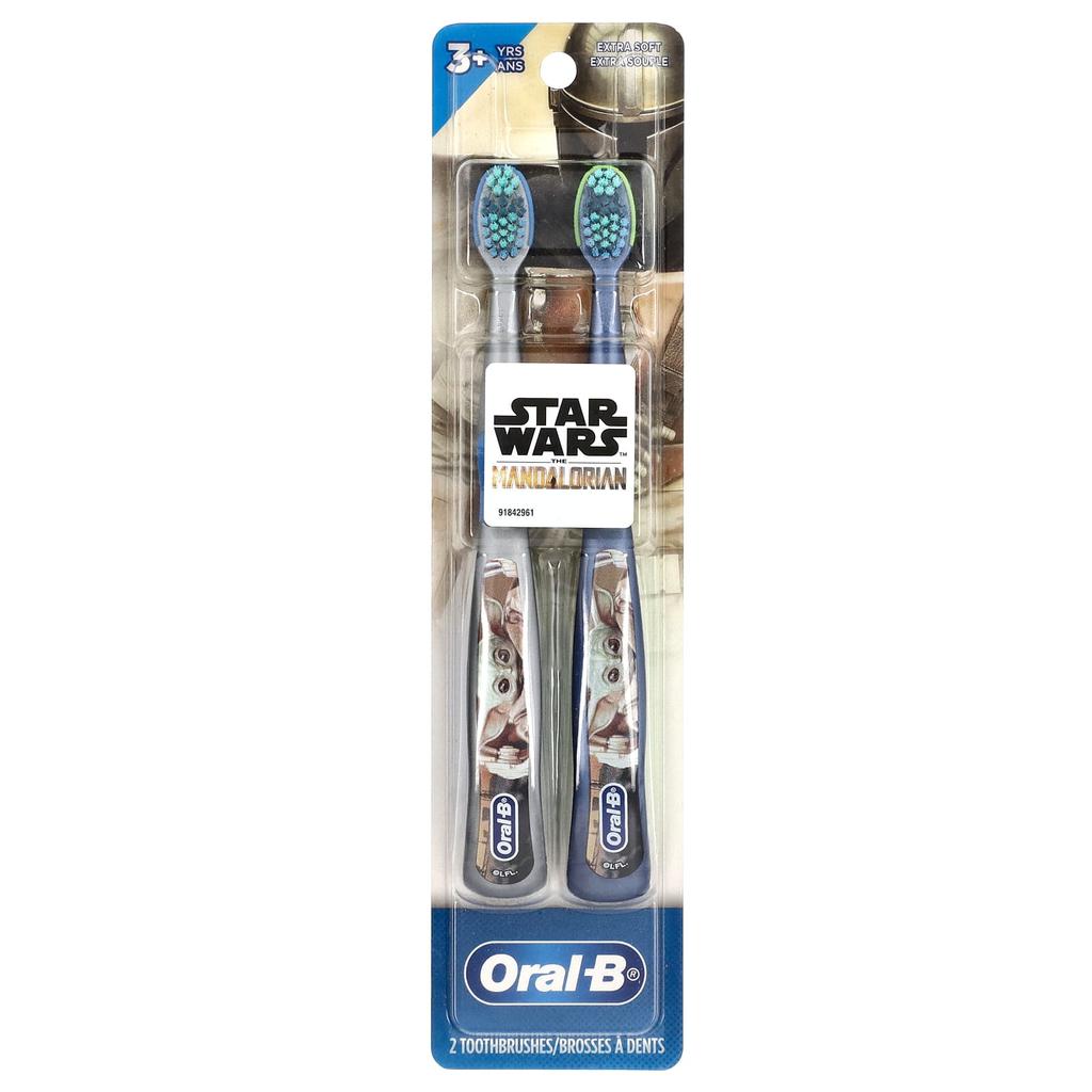 Oral-B Toothbrush, Star Wars, The Mandalorian, Extra Soft, Ages 3 and Up, 2 Toothbrushes