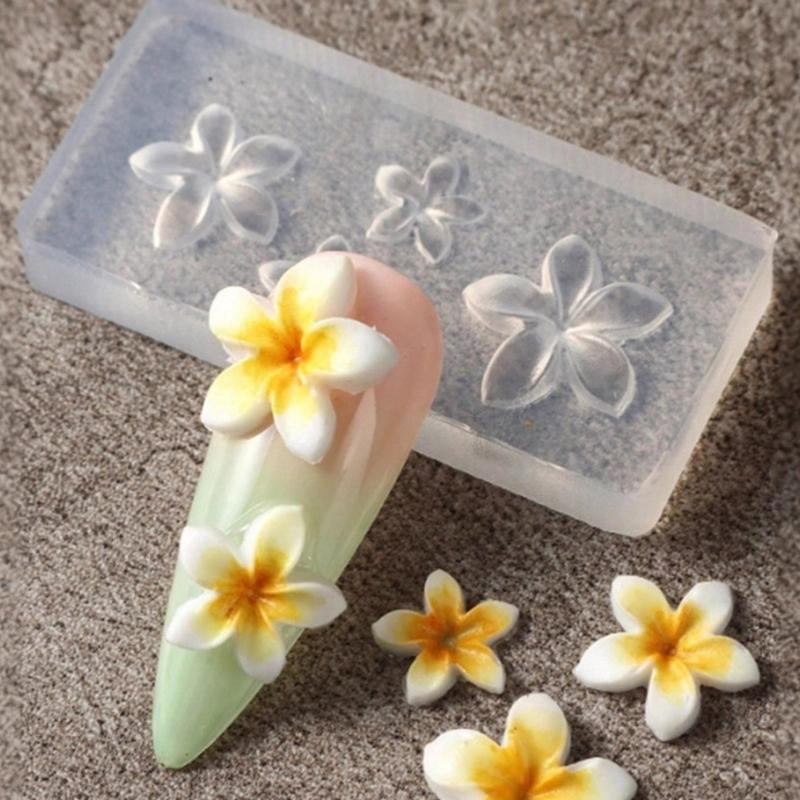 Pack of 3 Silicone Nails Embellishment Molds Flower Shape Small Accessories Crafting Mold for Beauty Enthusiasts Present