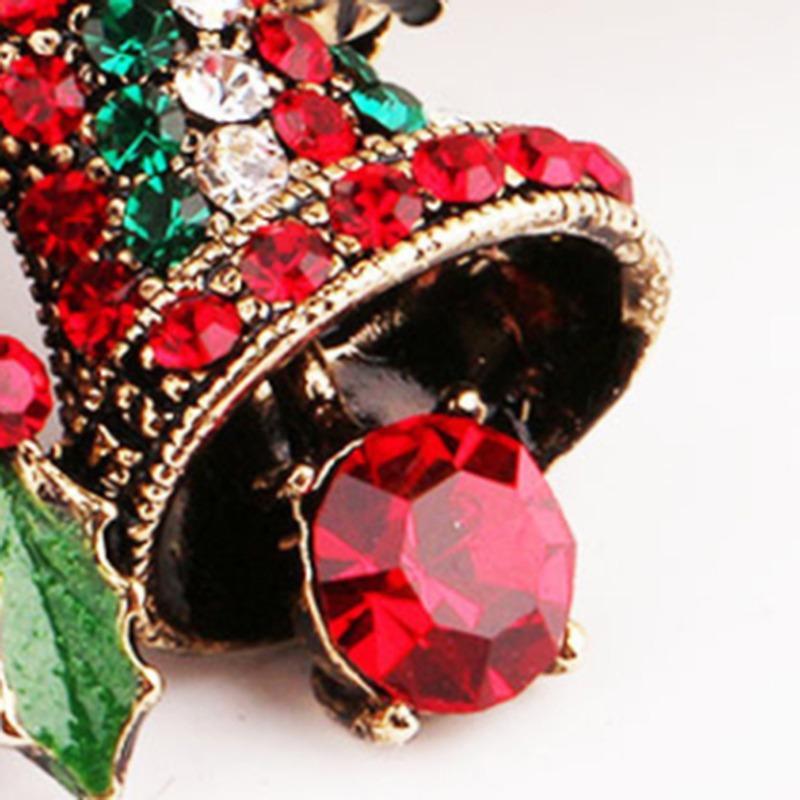 1PC/2PCS Vintage Christmas Brooch Pin Bells Bows Design Premium Corsage Fashion Party Jewelry Creative Holiday Gift For Women Girls