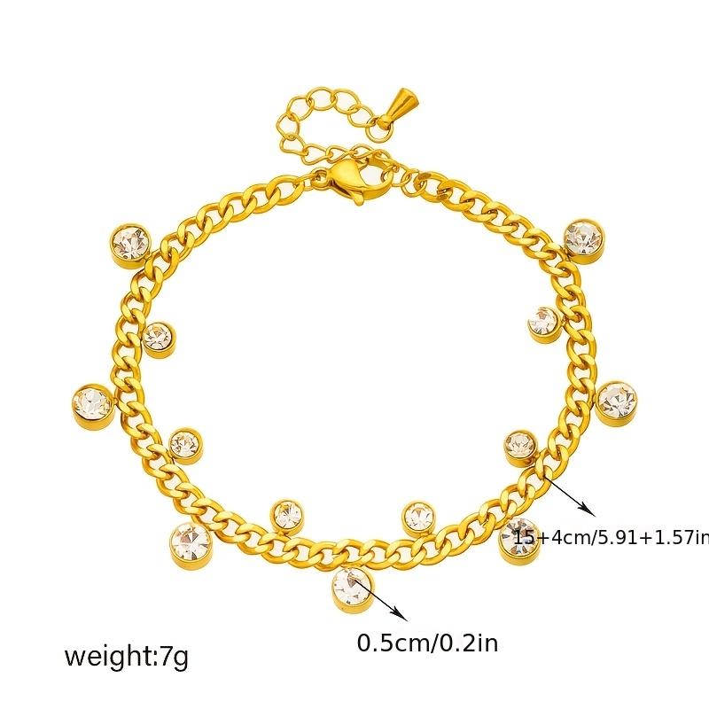 304Stainless steel pendant with synthetic round zirconia inlay, women's gold bracelet, fashionable pcs Lightweight, luxurious, and high-quality