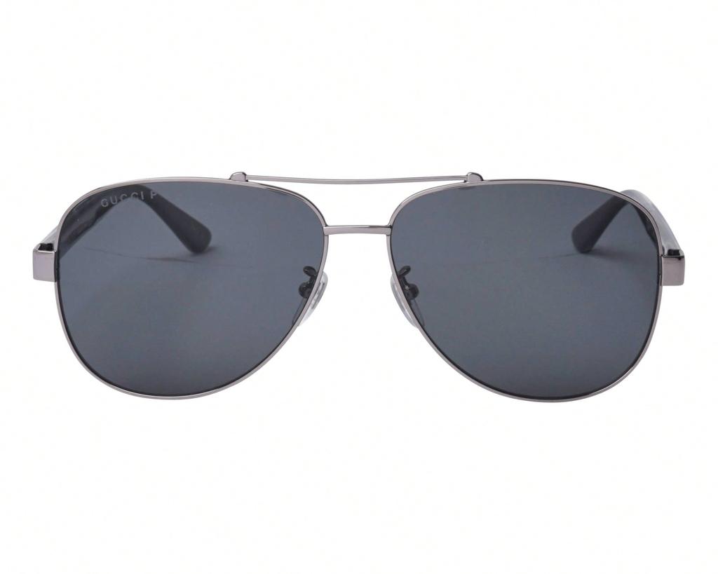 Gucci GG0528S 007 Мужские Авиаторы - Серебряная Металлическая Рамка и Серые Линзы