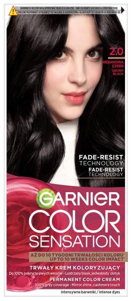 Garnier Color Sensation Krem Koloryzujący Nr 2.0 - Hebanowa Czerń 1Op.