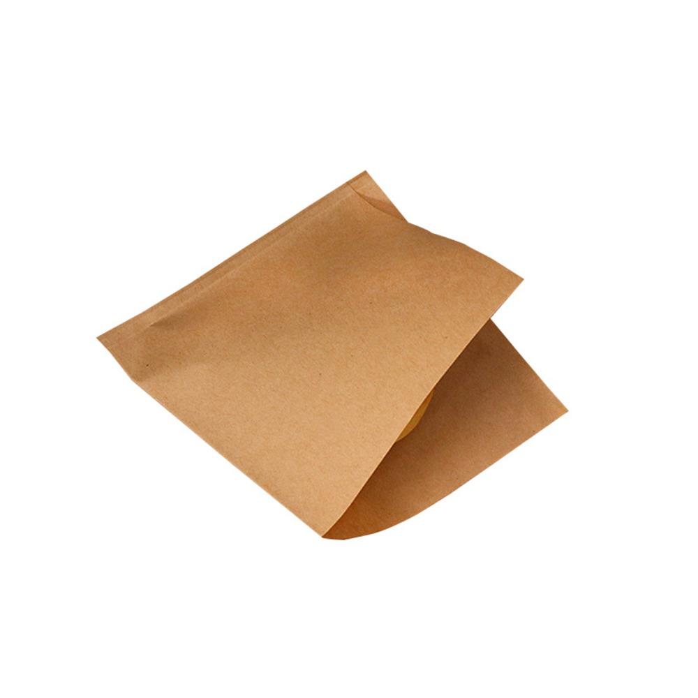 100Pcs Coated Greaseproof Oil Proof Bags Brown Kraft Paper Sandwich Packaging Food Packing