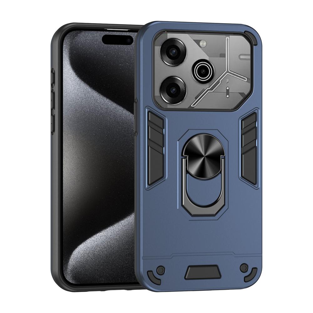 KEYSION Shockproof Armor Case for TECNO Pova 6 Pro 5G Soft Silicone+PC Ring Stand Phone Back Cover for Tecno Pova 6 6 Pro 5G