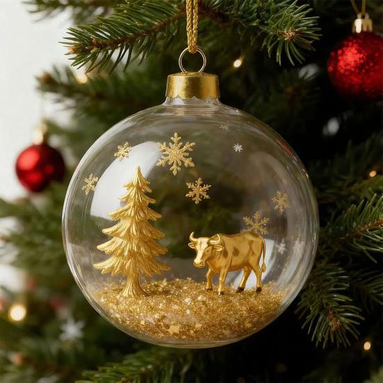 3D Дикие животные Рождественские украшения Прозрачный пластиковый елочный шар Рождественское украшение