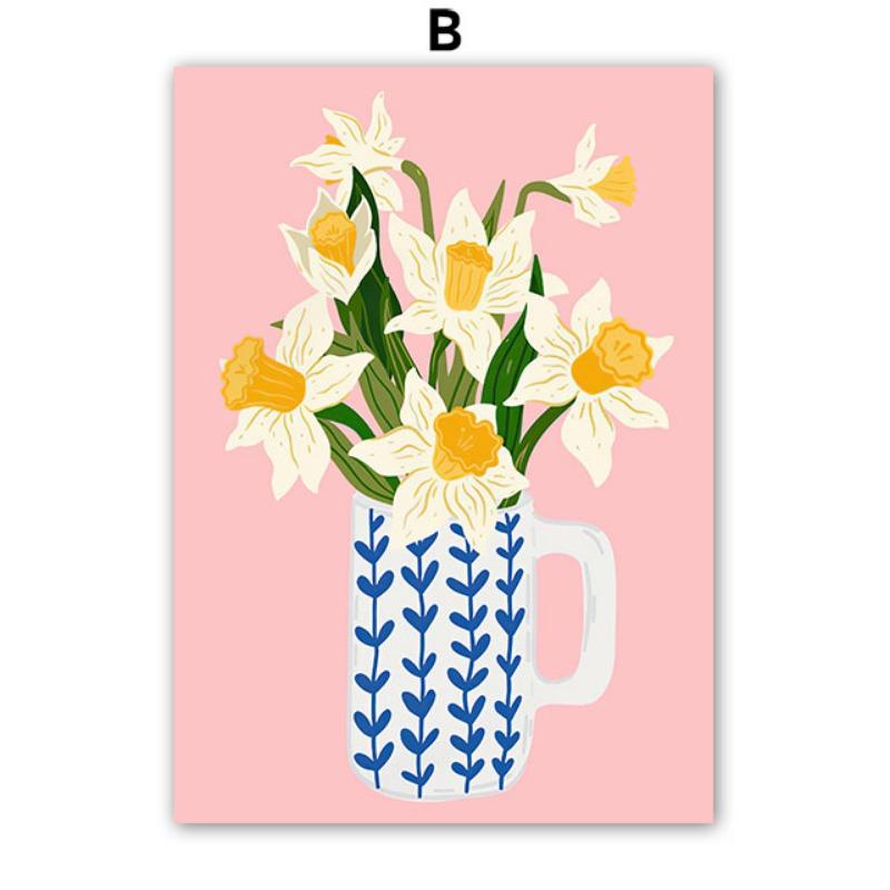 Ретро Цветы Фруктовая Ваза Галерея Красочный Фанки Постеры и Принты Простой Настенный Арт Холст Картина Картинки Для Декора Гостиной