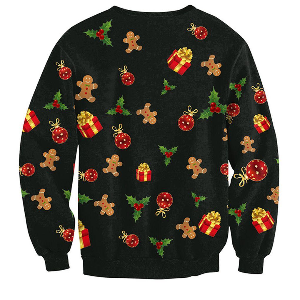 Loose Round Neck Sweatshirt Top Santa Claus Printed Long Sleeve Pullover