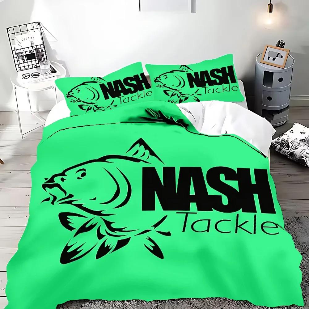 Nash Fishing Logo Duvet Cover Set Fish Pattern Bedding Set Adult Boy Girl Bedroom Decoration Children Gift Single Double Size