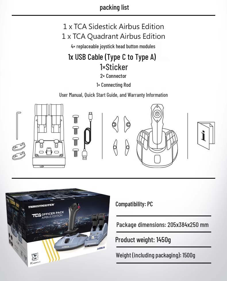 Боковой джойстик Thrustmaster TCA A320 Airbus для авиасимулятора на ПК
