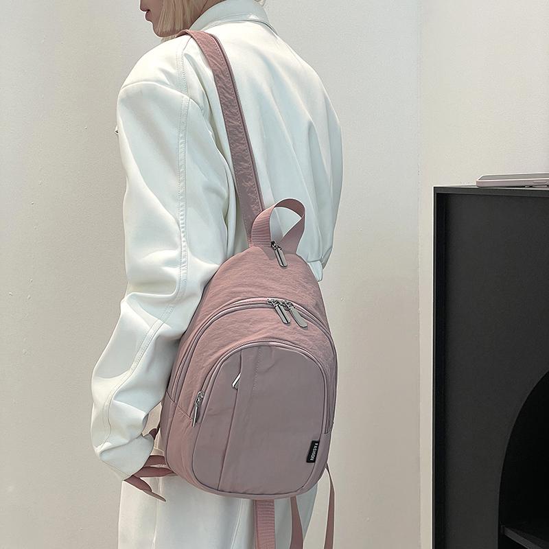 Women's Large Capacity Backpack Nylon Schoolbag Multi-Function Chest Bag