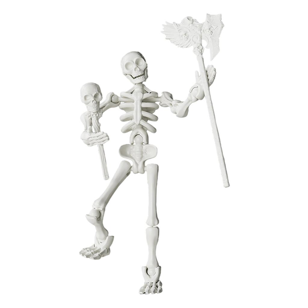 Skeleton Action Figure with Movable Joints Assembly Building Block Model DIY Skeleton Figurines for Halloween Decor Prank Toy