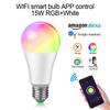 Светодиодная лампа E27 с регулируемой яркостью, Bluetooth 4.0, умная лампа, Wi-Fi, управление через приложение RGB+W RGB+WW 15 Вт AC85-265V, смена цветов, домашнее освещение