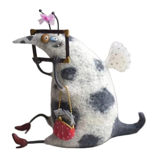 Кукла из валяной шерсти ручной работы, Паникующий Большеглазый Чудак, Плюшевая игрушка, Причудливые Кукольные Глаза, Фигурки, Уникальный Персонаж, Мягкий Коллекционный Подарок для Любителей Причуд