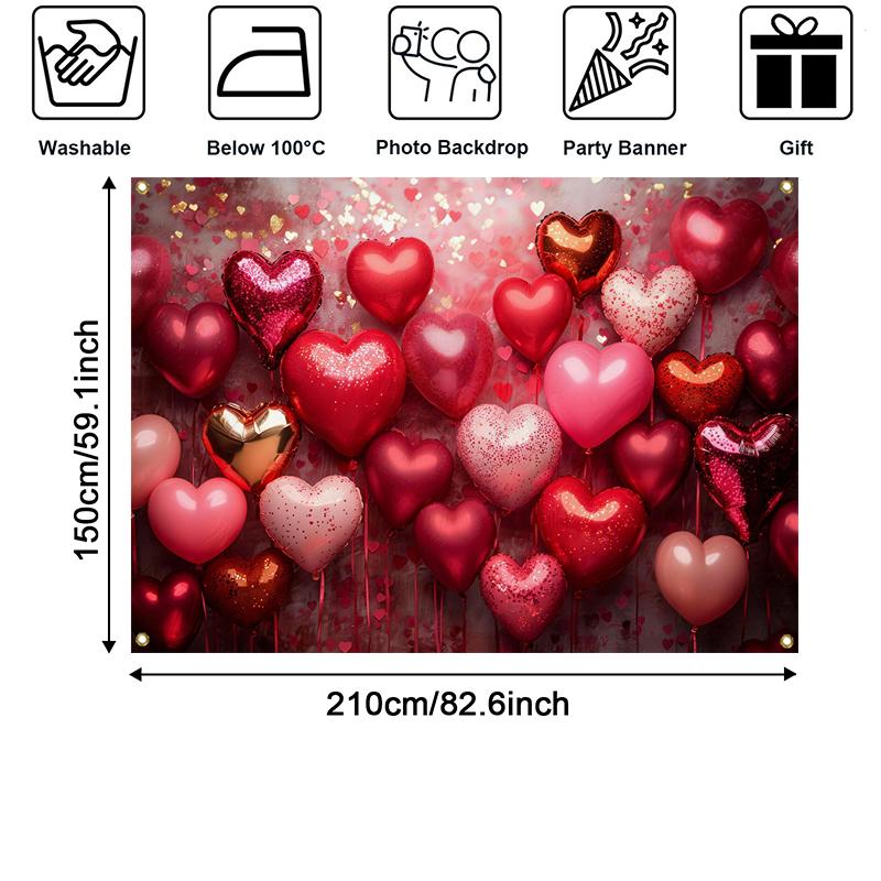 LS Valentine's Day Photography Backdrop Feburary 14 Engagement Bridal Shower Glitter Heart Balloons Rose Candle Background