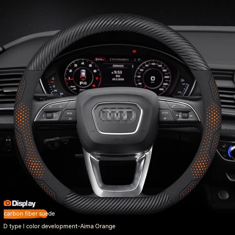For Audi Q3 Q5 Q7 A3 A4 A5 A6 A7 RS3 RS4 RS5 TT Carbon fiber Suede Microfiber Leather Car Steering Wheel Cover Auto Accessories