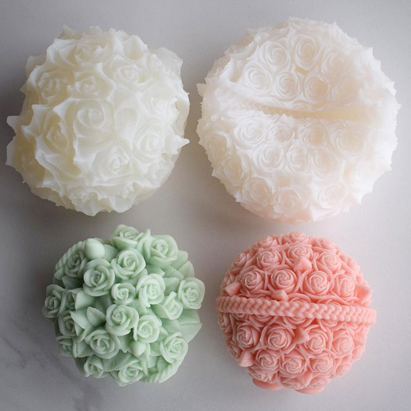 New Rose Basket Silicone Candle Mold Flower Soap Resin Plaster Mold DIY Wedding Decor Scented Candle Making Tool Valentine's Day Gift